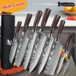 stainless steel chef knife set with nylon bag