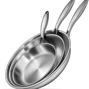 Tri-Ply Stainless Steel Frying Pans Set, 8”/10”/12”