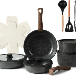 Ceramic Cookware Set Non Stick (Black)
