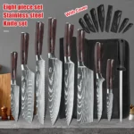 stainless steel chef knife set with nylon bag
